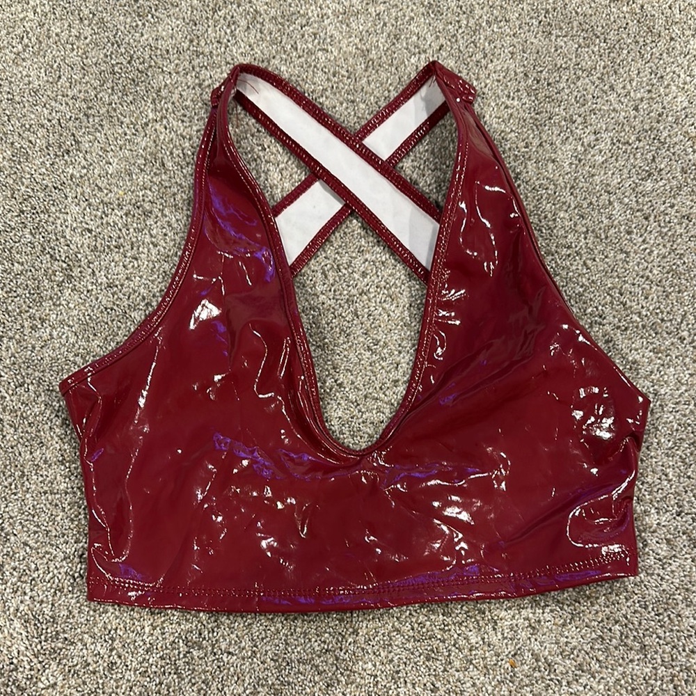 Women's Burgundy Vinyl Bralette